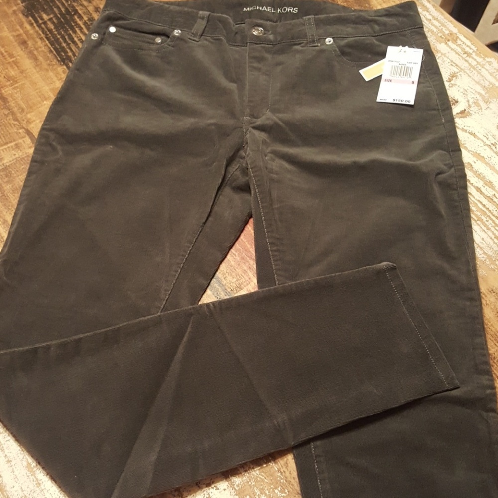 Michael kors slate grey cord pants size 6 nwt